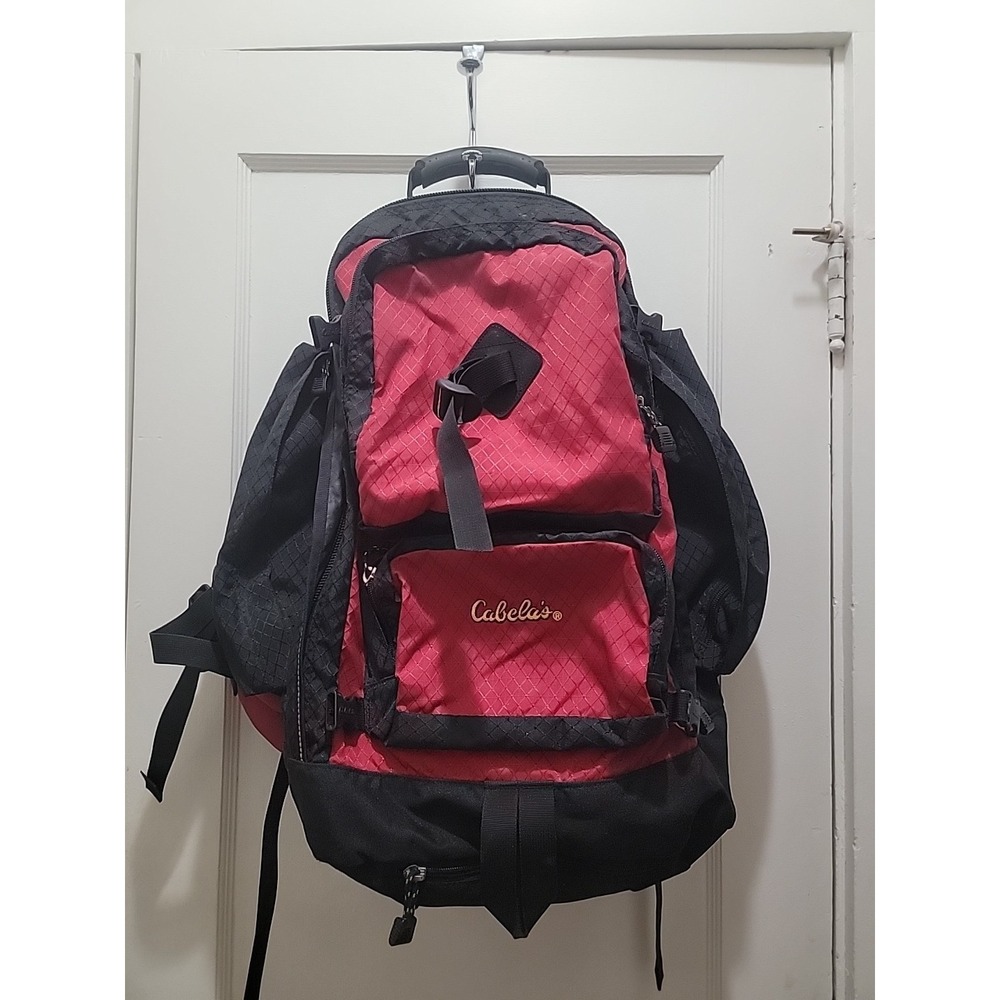 LARGE CABELA'S Hiking Camping Bag Tactical Backpack Outdoor Travel Red Lumbar